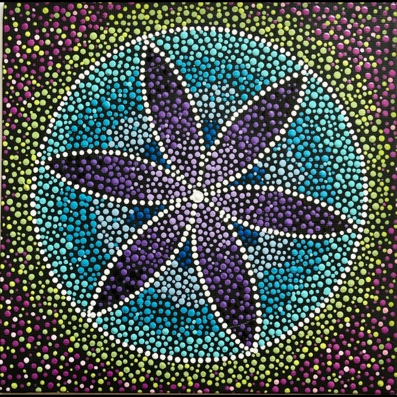Original Art 6 x 6 Dotism Abstract Mandala -Signed - Picture 4 of 7